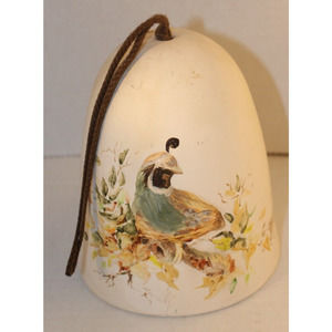 Handpainted California Quail Ceramic Porch Bell Signed Stefan Raised Design 7"